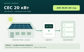 СЕС 20 кВт з АКБ 40,96 кВт&middot;год для бізнесу KE-CI-20-ESS-PROJECT фото